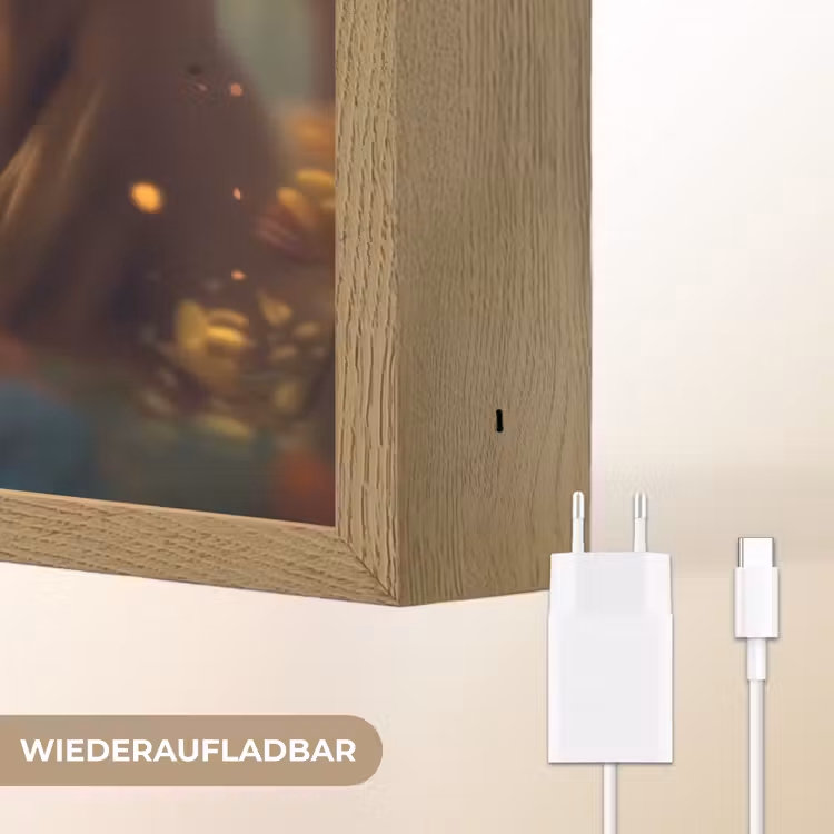 Eenhoorn - Bos - Kleurrijk - Bloemen - Meiden Light Box met batterij (Wandlamp kind) middel -USP_websiteoplaadbaarDE
