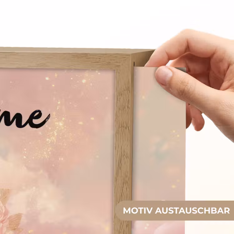 Eenhoorn - Wolken - Roze Light Box met batterij (Wandlamp kind) middel -USP_websiteprintDE