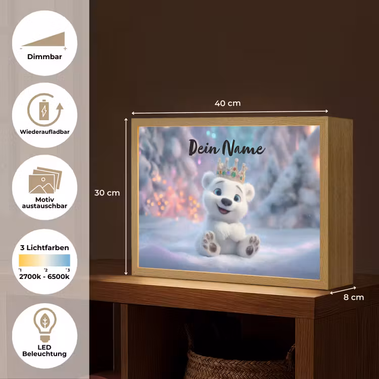 Ijsbeer - Kroon - Winter Light Box met batterij (Wandlamp kind) middel -USP_websiteoverzichtDE
