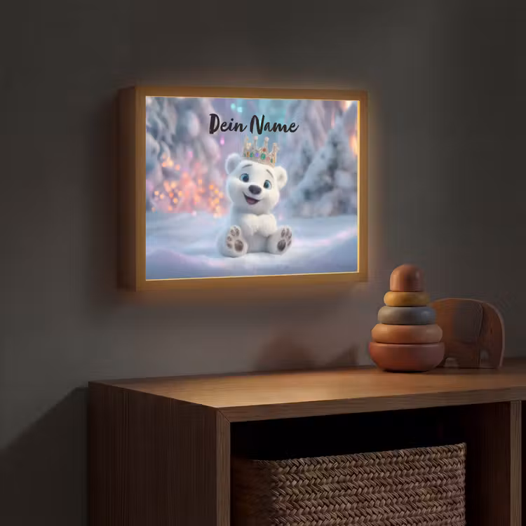 Ijsbeer - Kroon - Winter Light Box met batterij (Wandlamp kind) middel -sfeer5_kind