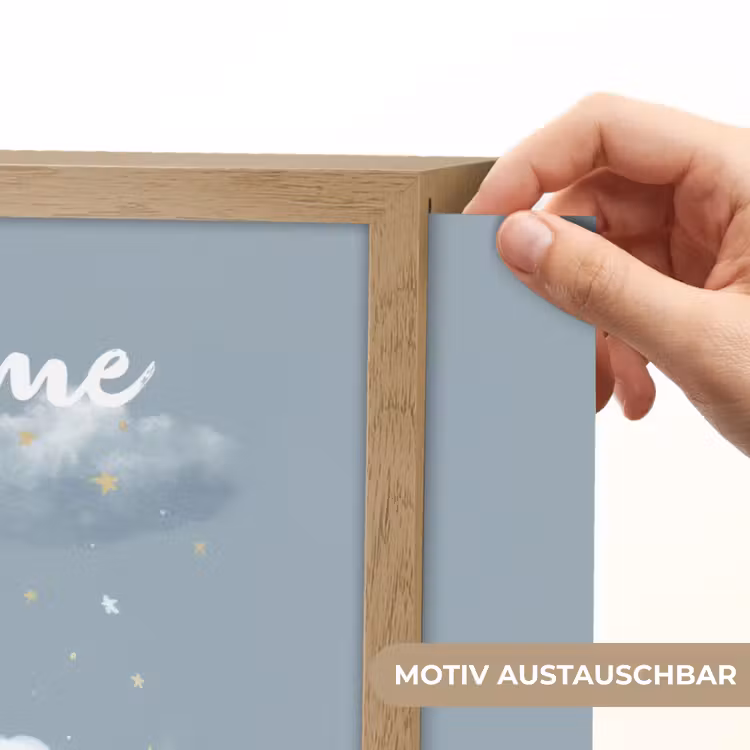 Ijsbeer - Pyjama - Wolken - Sterrenhemel Light Box met batterij (Wandlamp kind) middel -USP_websiteprintDE