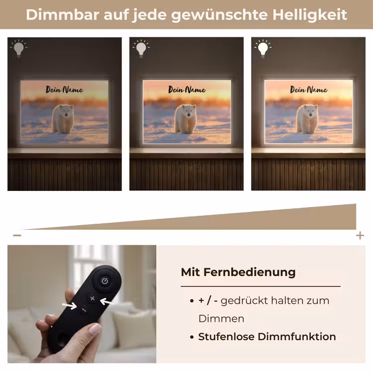 Ijsbeer - Sneeuw - Zonsopgang Light Box met batterij (Wandlamp kind) middel -USP_dimbaarDE