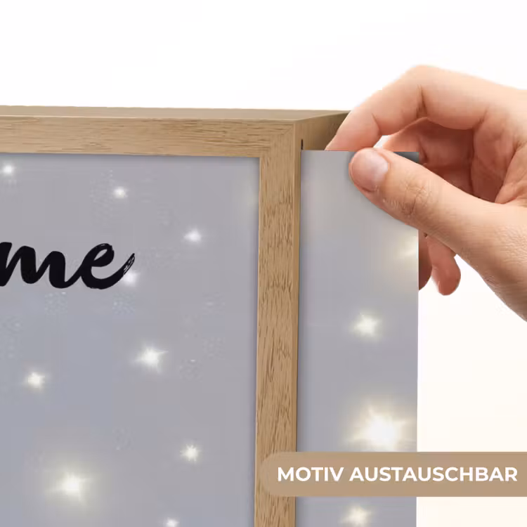 Ijsbeer - Sneeuw - Sterren - Blauw Light Box met batterij (Wandlamp kind) middel -USP_websiteprintDE