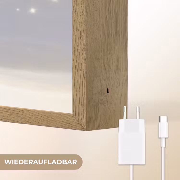 Ijsbeer - Sneeuw - Sterren - Blauw Light Box met batterij (Wandlamp kind) middel -USP_websiteoplaadbaarDE