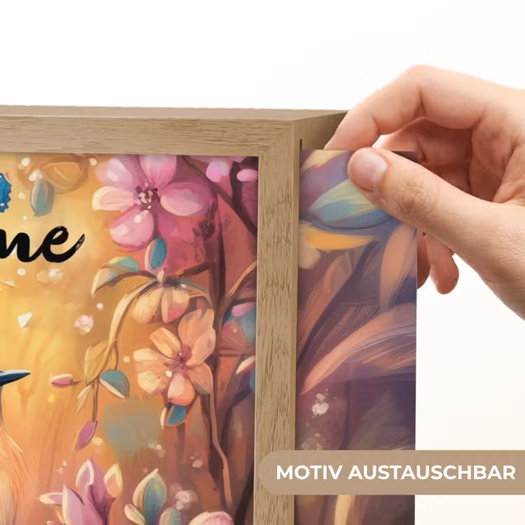 IJsvogel - Sprookjesbos - Roze - Bloemen Light Box met batterij (Wandlamp kind) middel -USP_websiteprintDE