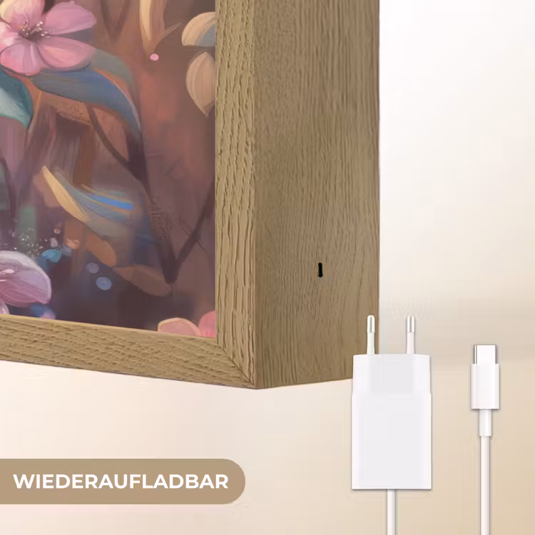 IJsvogel - Sprookjesbos - Roze - Bloemen Light Box met batterij (Wandlamp kind) middel -USP_websiteoplaadbaarDE