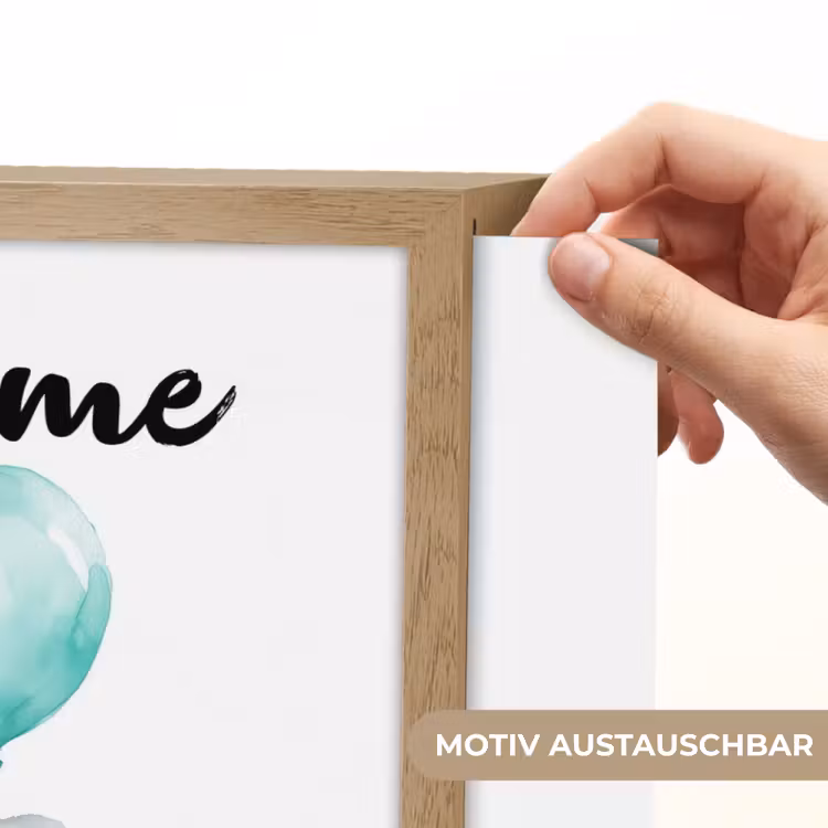 Olifant - Baby - Dieren - Blauwe ballon Light Box met batterij (Wandlamp kind) middel -USP_websiteprintDE