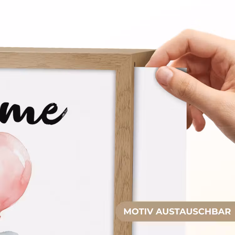 Olifant - Baby dier - Roze ballon Light Box met batterij (Wandlamp kind) middel -USP_websiteprintDE