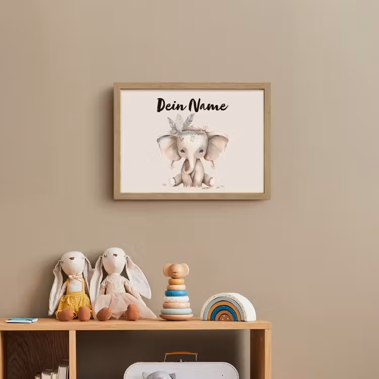 Olifant - Bohemian - Dieren - Boho Light Box met batterij (Wandlamp kind) middel -sfeer2_kind