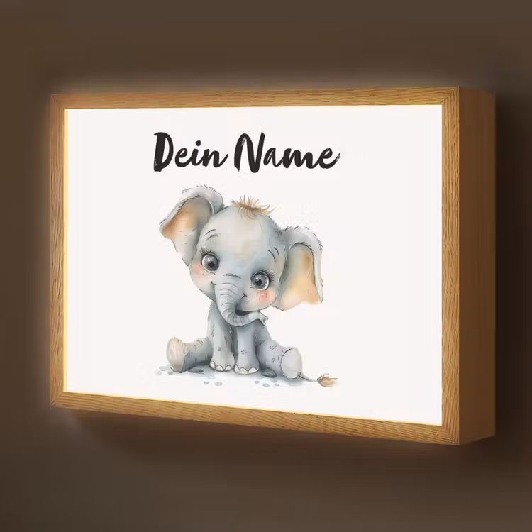 Olifant - Baby dier Light Box met batterij (Wandlamp kind) middel -z3d_website