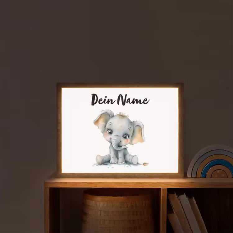 Olifant - Baby dier Light Box met batterij (Wandlamp kind) middel -sfeer1_kind