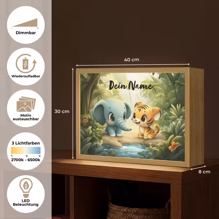 Olifant - Tijger - Bos - Jungle Light Box met batterij (Wandlamp kind) middel -USP_websiteoverzichtDE