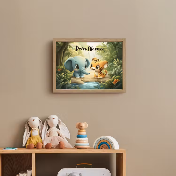 Olifant - Tijger - Bos - Jungle Light Box met batterij (Wandlamp kind) middel -sfeer2_kind