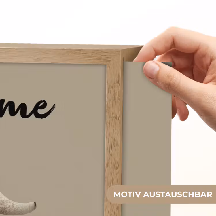 Olifant - Witte bloemen - Kindvriendelijk Light Box met batterij (Wandlamp kind) middel -USP_websiteprintDE