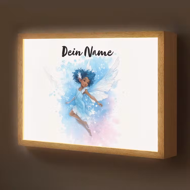 Elf - Blauw - Magie - Roze Light Box met batterij (Wandlamp kind) middel -z3d_website