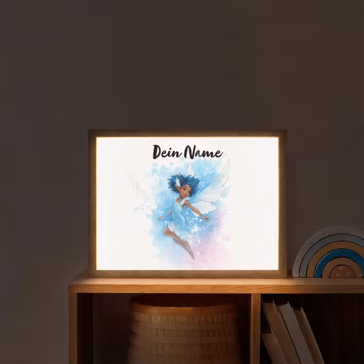 Elf - Blauw - Magie - Roze Light Box met batterij (Wandlamp kind) middel -sfeer1_kind