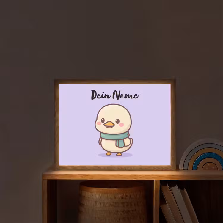 Eend - Paars - Sjaal Light Box met batterij (Wandlamp kind) middel -sfeer1_kind
