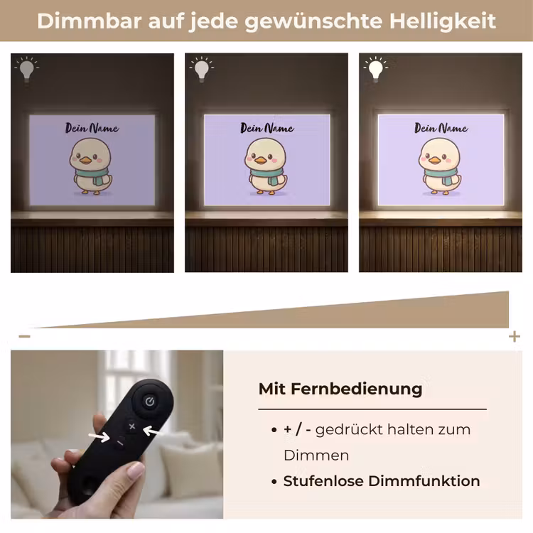 Eend - Paars - Sjaal Light Box met batterij (Wandlamp kind) middel -USP_dimbaarDE