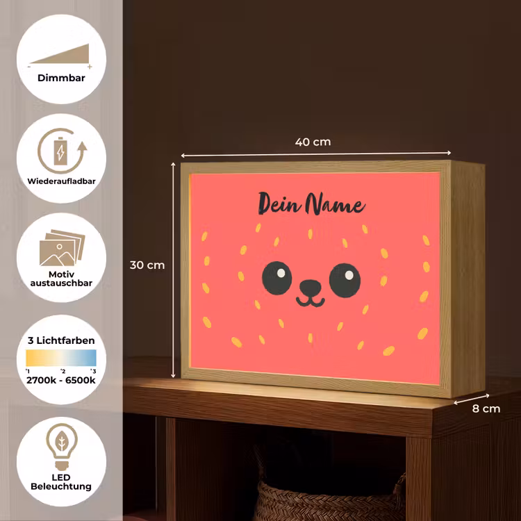 Aardbei - Gezichtje - Rood Light Box met batterij (Wandlamp kind) middel -USP_websiteoverzichtDE