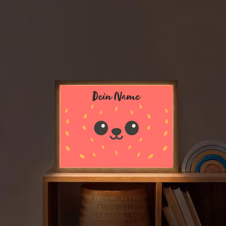 Aardbei - Gezichtje - Rood Light Box met batterij (Wandlamp kind) middel -sfeer1_kind