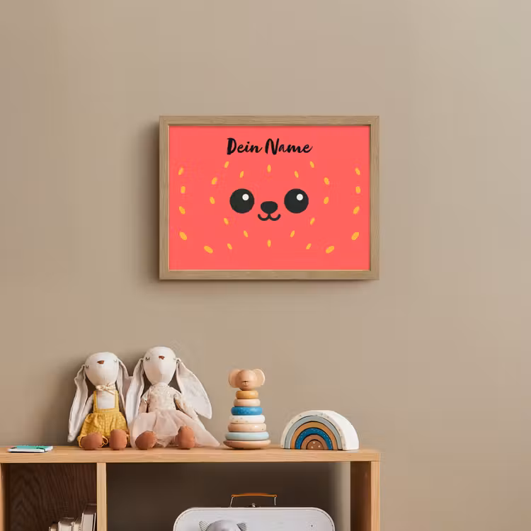 Aardbei - Gezichtje - Rood Light Box met batterij (Wandlamp kind) middel -sfeer2_kind
