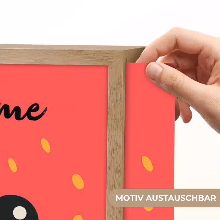Aardbei - Gezichtje - Rood Light Box met batterij (Wandlamp kind) middel -USP_websiteprintDE