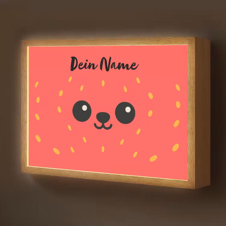Aardbei - Gezichtje - Rood Light Box met batterij (Wandlamp kind) middel -z3d_website