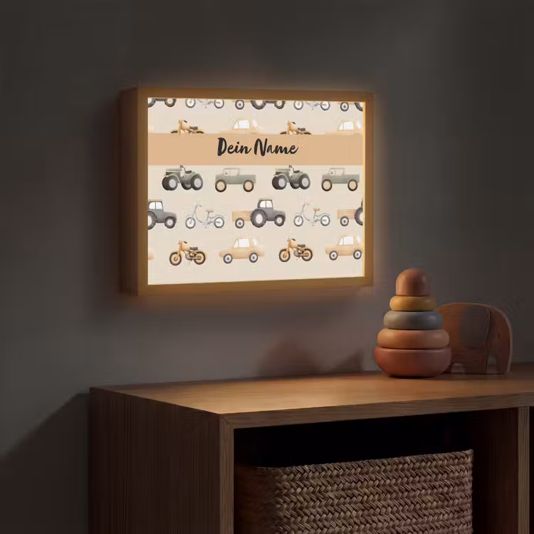 Voertuigen - Illustratie - Kleurrijk Light Box met batterij (Wandlamp kind) middel -sfeer5_kind