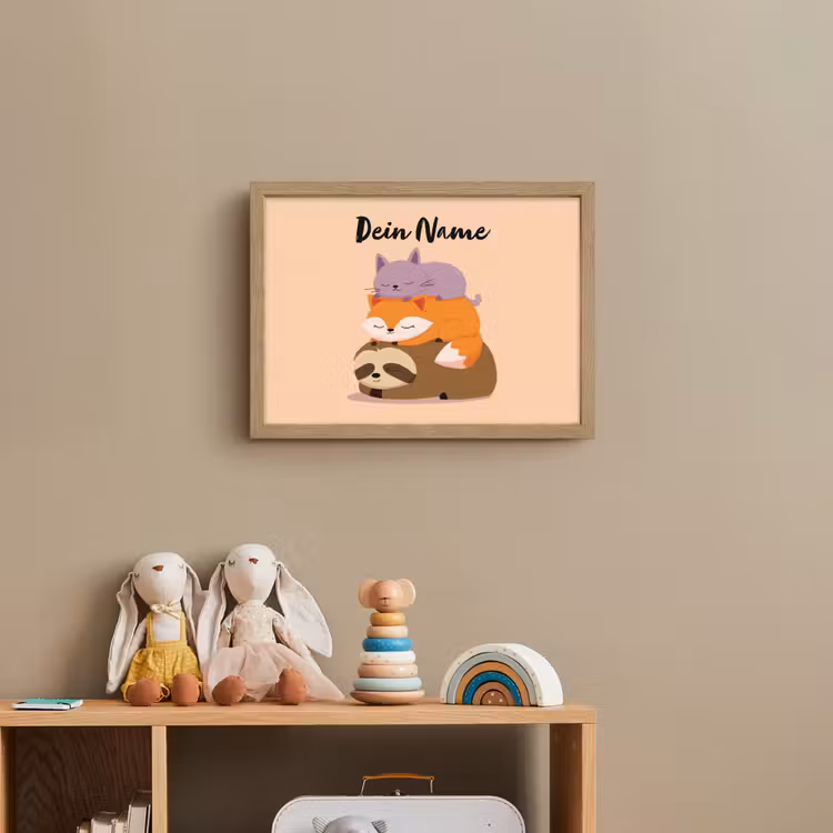 Luiaard - Vos - Kat - Slaperig Light Box met batterij (Wandlamp kind) middel -sfeer2_kind