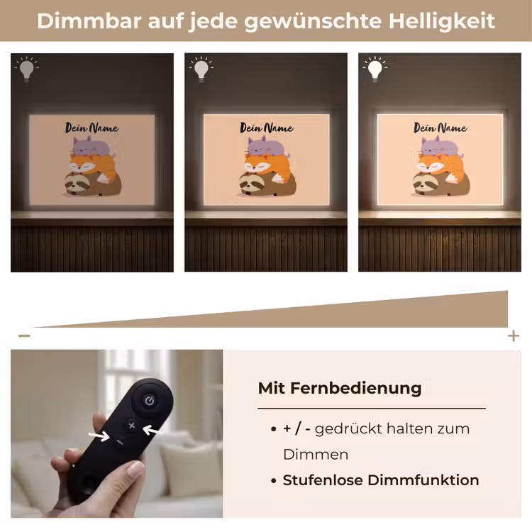 Luiaard - Vos - Kat - Slaperig Light Box met batterij (Wandlamp kind) middel -USP_dimbaarDE