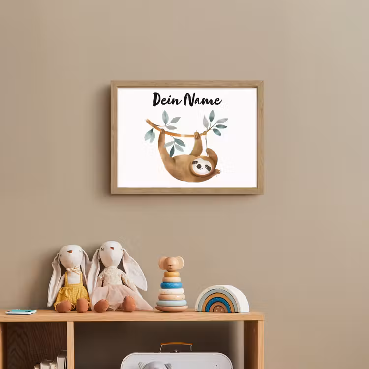 Luiaard - Dier - Jungle dieren Light Box met batterij (Wandlamp kind) middel -sfeer2_kind