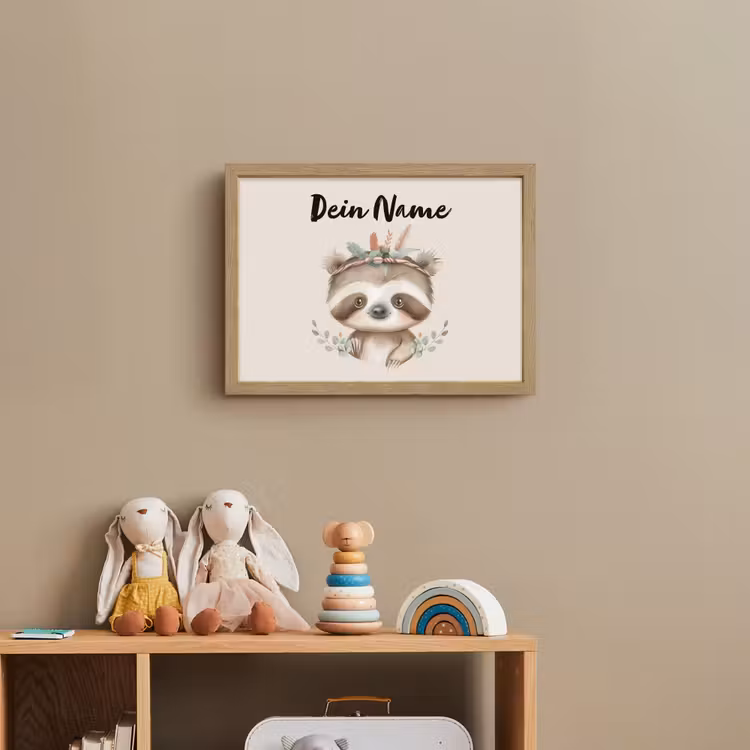 Luiaard - Dieren - Bohemian - Boho Light Box met batterij (Wandlamp kind) middel -sfeer2_kind