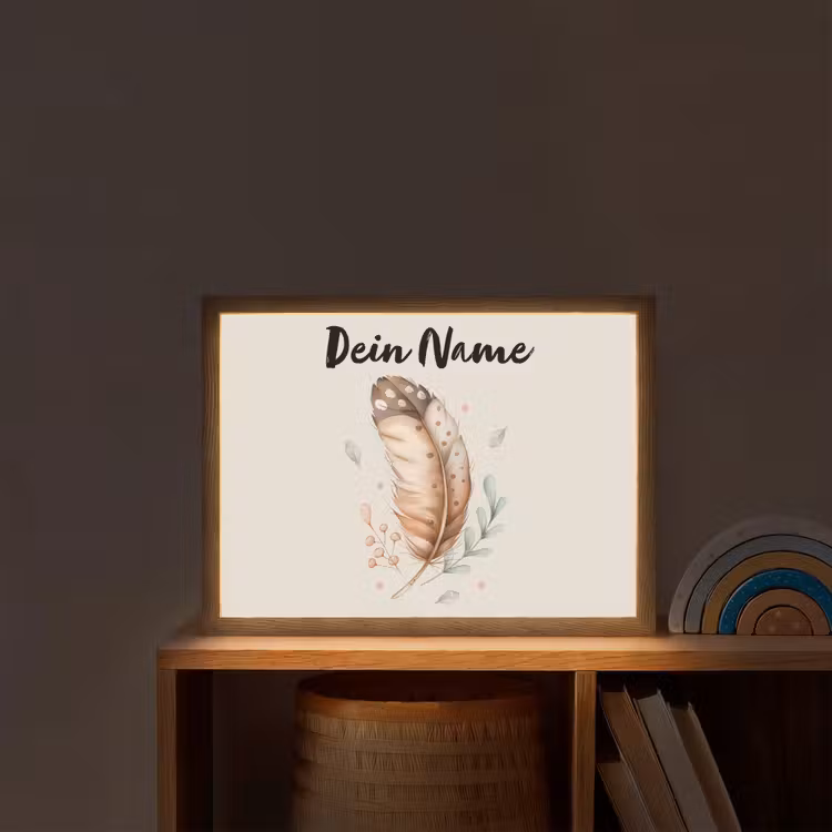 Veer - Bohemian - Boho - Pastel kleuren Light Box met batterij (Wandlamp kind) middel -sfeer1_kind