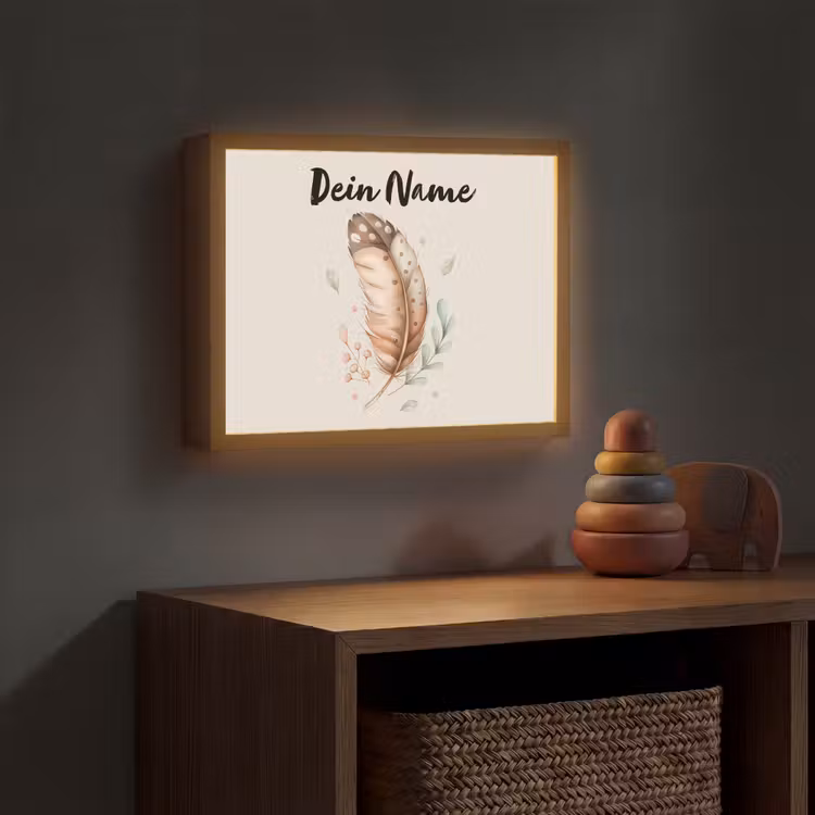 Veer - Bohemian - Boho - Pastel kleuren Light Box met batterij (Wandlamp kind) middel -sfeer5_kind