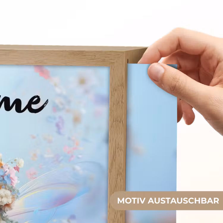 Fee - Bloemen - Sprookje - Blauw Light Box met batterij (Wandlamp kind) middel -USP_websiteprintDE