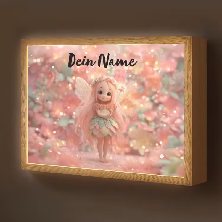 Fee - Bloemen - Roze Light Box met batterij (Wandlamp kind) middel -z3d_website