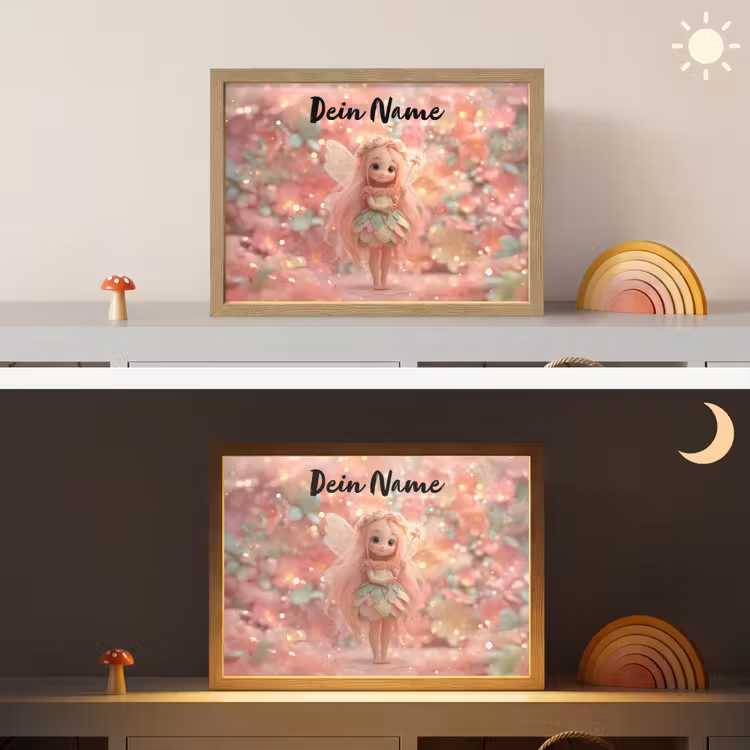 Fee - Bloemen - Roze Light Box met batterij (Wandlamp kind) middel -sfeer3_kind