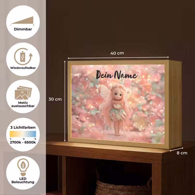 Fee - Bloemen - Roze Light Box met batterij (Wandlamp kind) middel -USP_websiteoverzichtDE