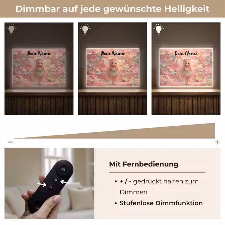 Fee - Bloemen - Roze Light Box met batterij (Wandlamp kind) middel -USP_dimbaarDE
