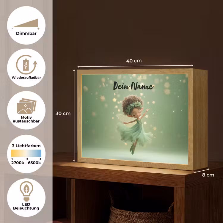 Fee - Groen - Sprookje - Sterren Light Box met batterij (Wandlamp kind) middel -USP_websiteoverzichtDE