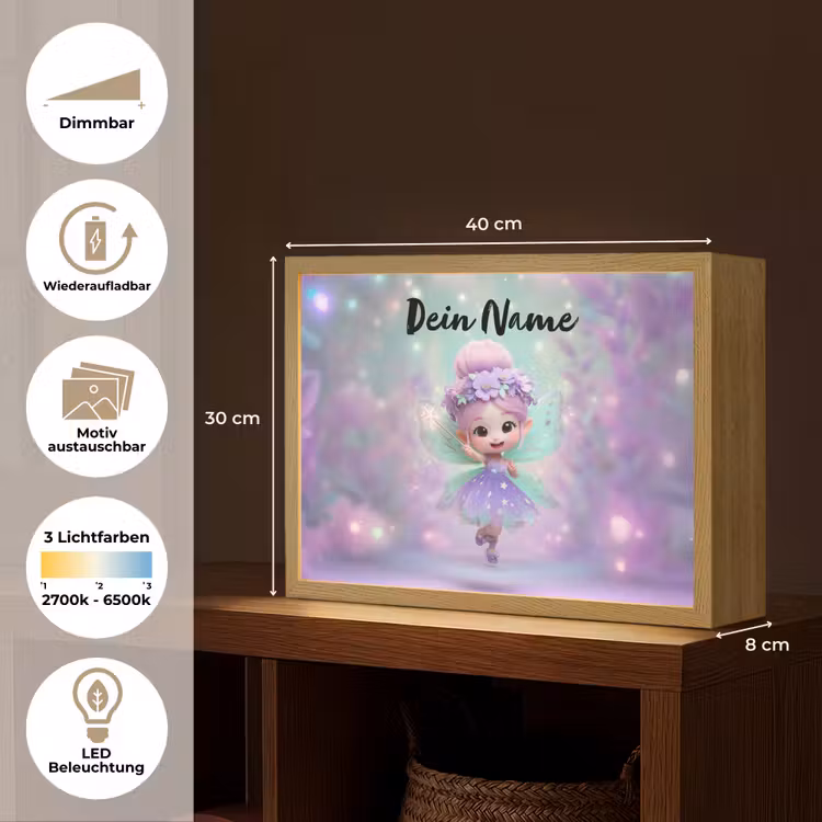 Fee - Paars - Sprookje Light Box met batterij (Wandlamp kind) middel -USP_websiteoverzichtDE