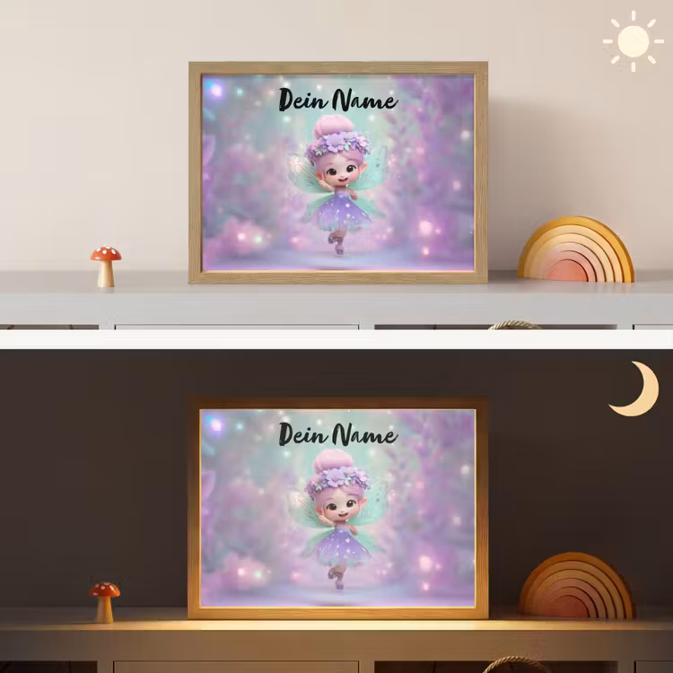 Fee - Paars - Sprookje Light Box met batterij (Wandlamp kind) middel -sfeer3_kind