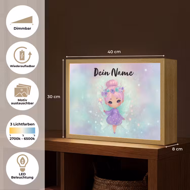 Fee - Paars - Glinsters Light Box met batterij (Wandlamp kind) middel -USP_websiteoverzichtDE