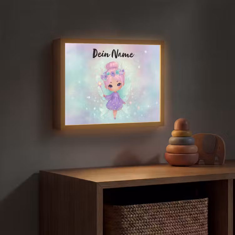 Fee - Paars - Glinsters Light Box met batterij (Wandlamp kind) middel -sfeer5_kind