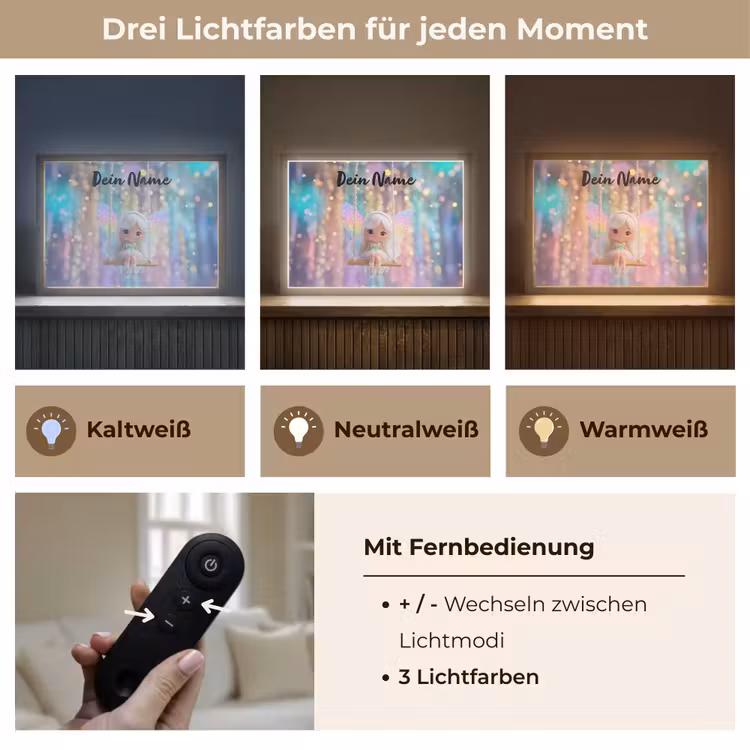Fee - Schommel - Paars - Glinsters Light Box met batterij (Wandlamp kind) middel -USP_lichtkleurDE