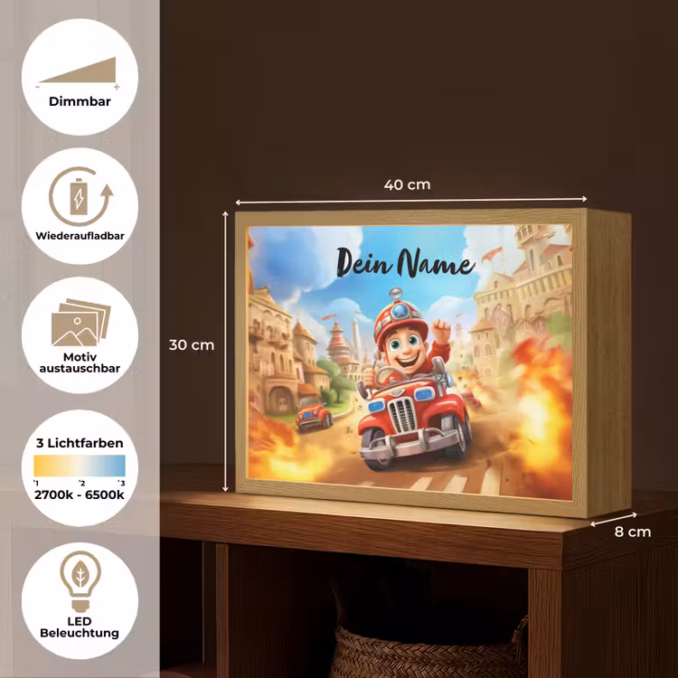Brandweer - Jongens - Kinderen - Auto Light Box met batterij (Wandlamp kind) middel -USP_websiteoverzichtDE