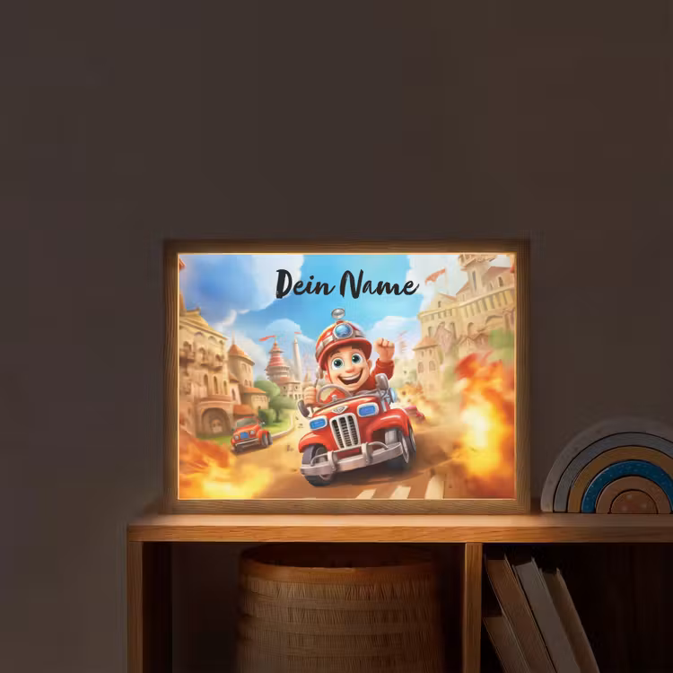 Brandweer - Jongens - Kinderen - Auto Light Box met batterij (Wandlamp kind) middel -sfeer1_kind