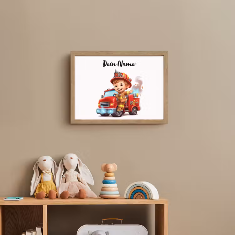 Brandweerwagen - Jongens - Kind - Rood Light Box met batterij (Wandlamp kind) middel -sfeer2_kind