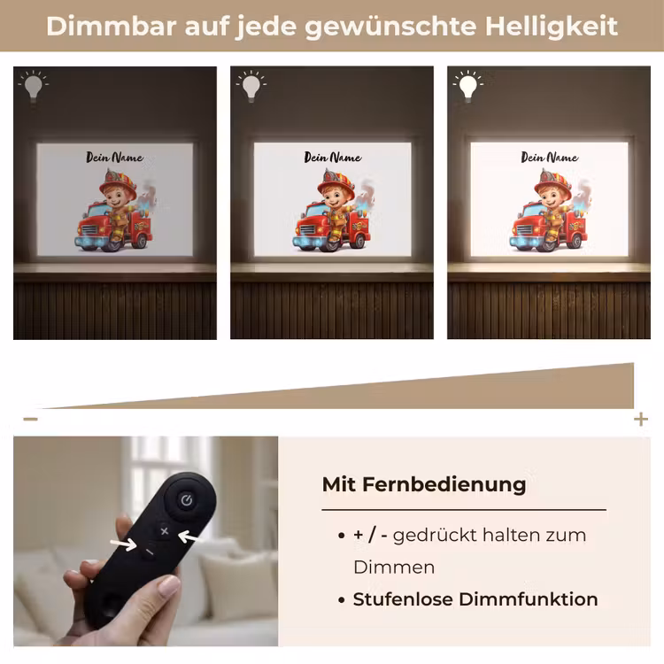 Brandweerwagen - Jongens - Kind - Rood Light Box met batterij (Wandlamp kind) middel -USP_dimbaarDE