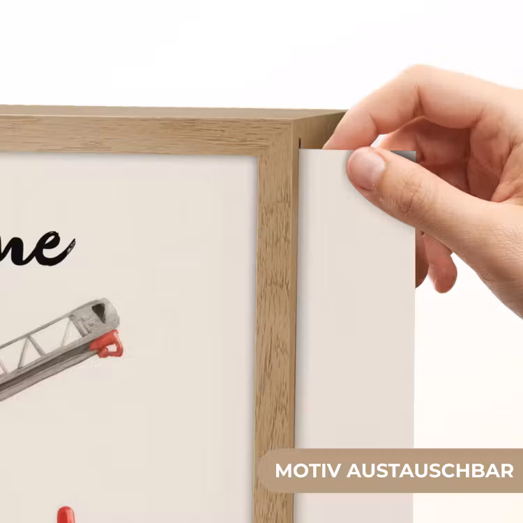 Brandweerwagen - Getekend - Rood Light Box met batterij (Wandlamp kind) middel -USP_websiteprintDE